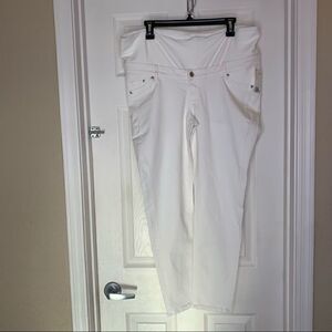 H&M White Maternity Half Panel Jeans Size Large